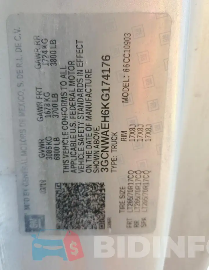 3GCNWAEH6KG174176 Photo# 12