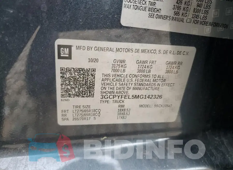 3GCPYFEL5MG142326 Photo# 12
