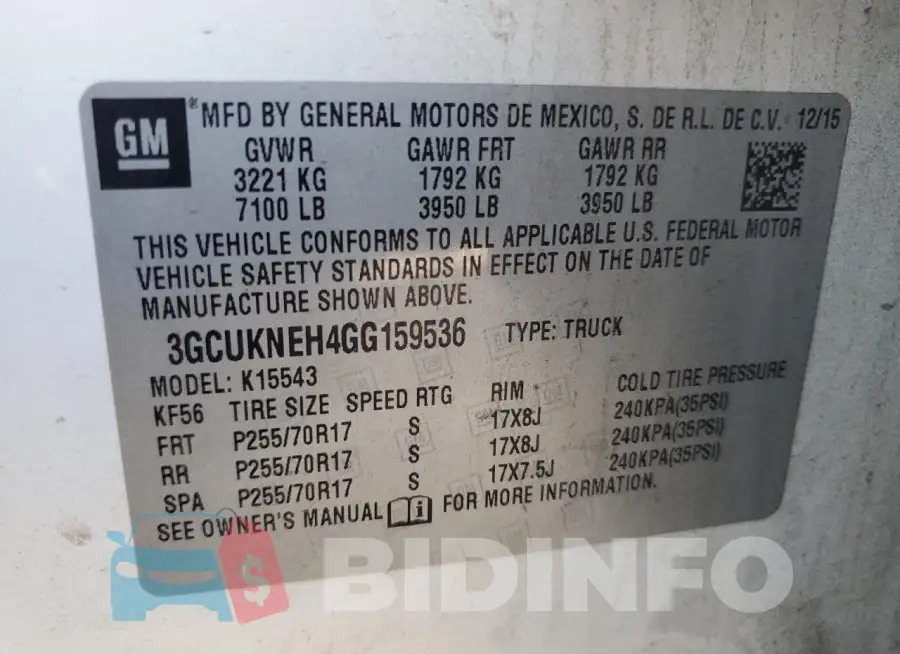 3GCUKNEH4GG159536 Photo# 12