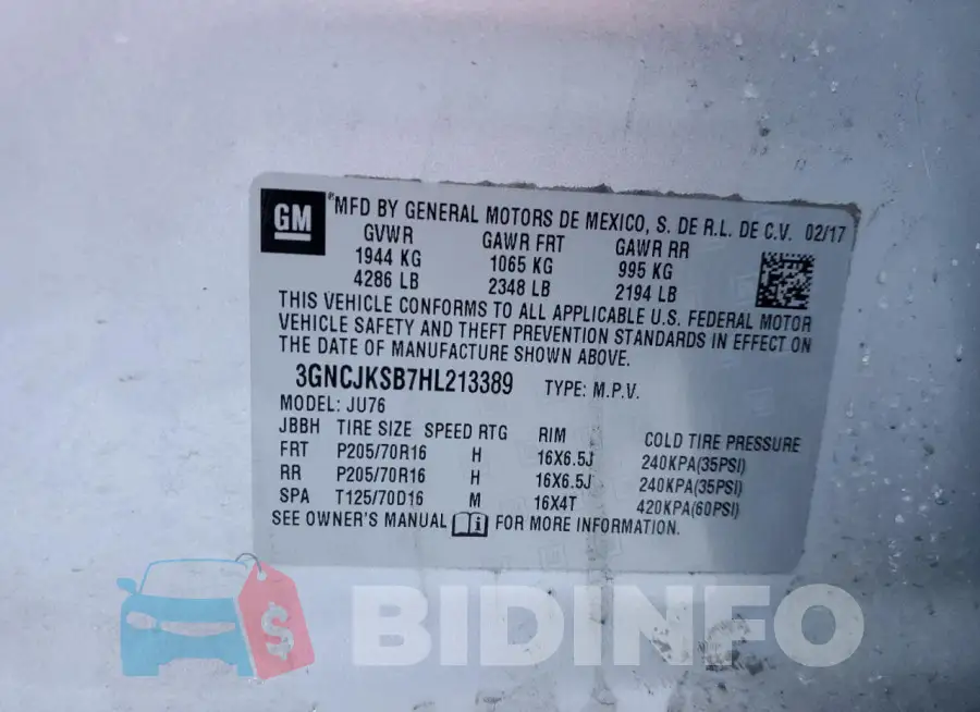 3GNCJKSB7HL213389 Photo# 13