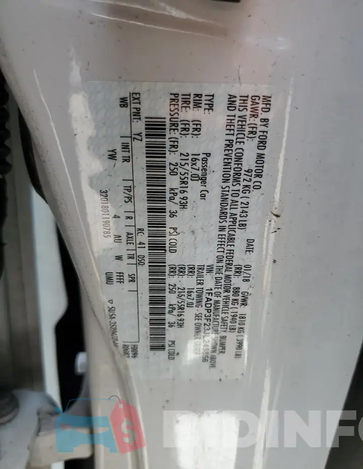 1FADP3F23JL245856 Photo# 13
