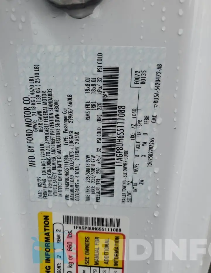 1FAGP8UH6S5111088 Photo# 12