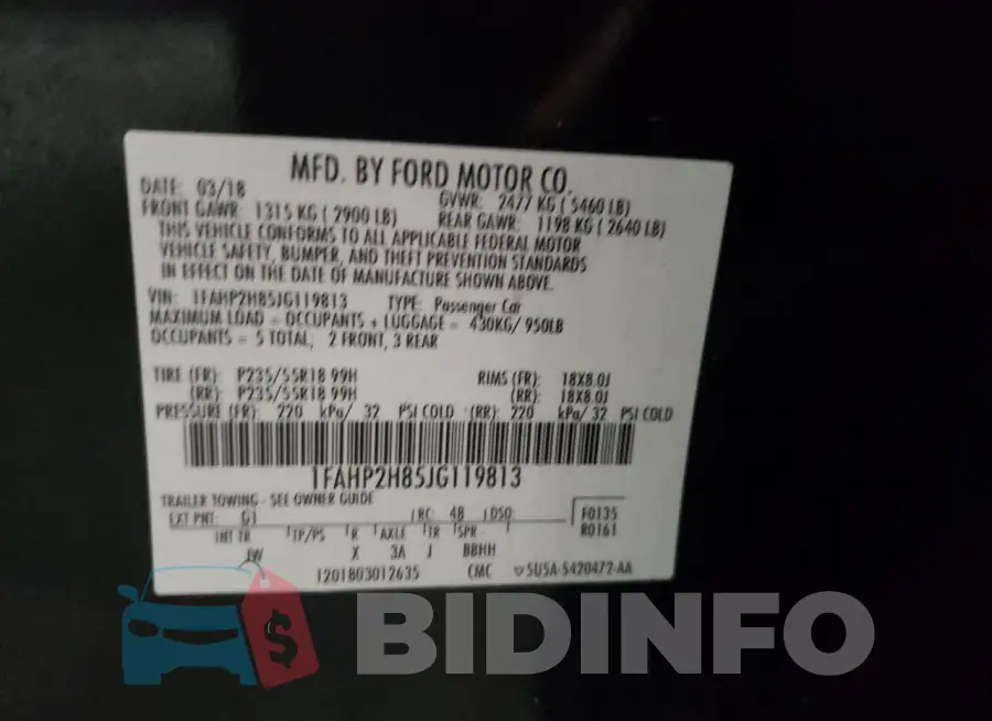 1FAHP2H85JG119813 Photo# 12