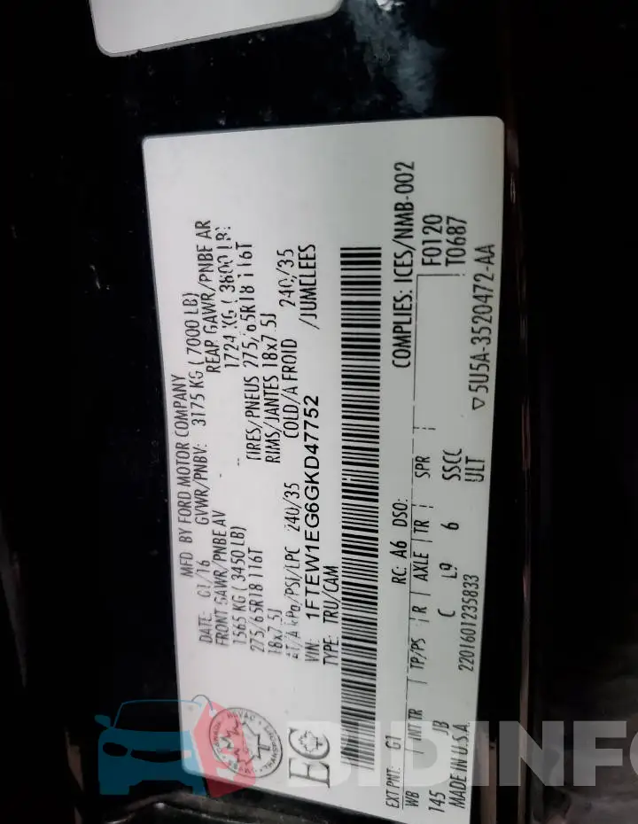 1FTEW1EG6GKD47752 Photo# 13