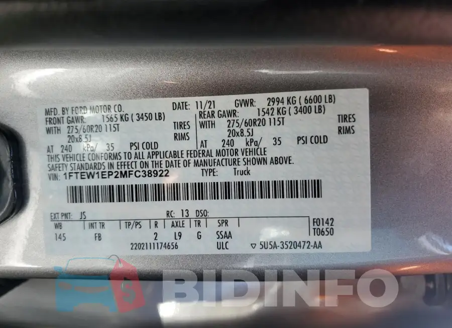 1FTEW1EP2MFC38922 Photo# 13
