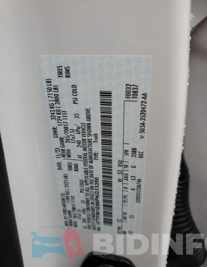 1FTFW1E86PKG13350 Photo# 12