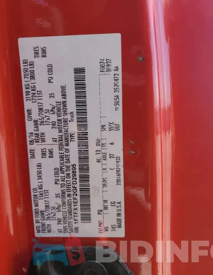 1FTFX1EF2GFD29895 Photo# 12