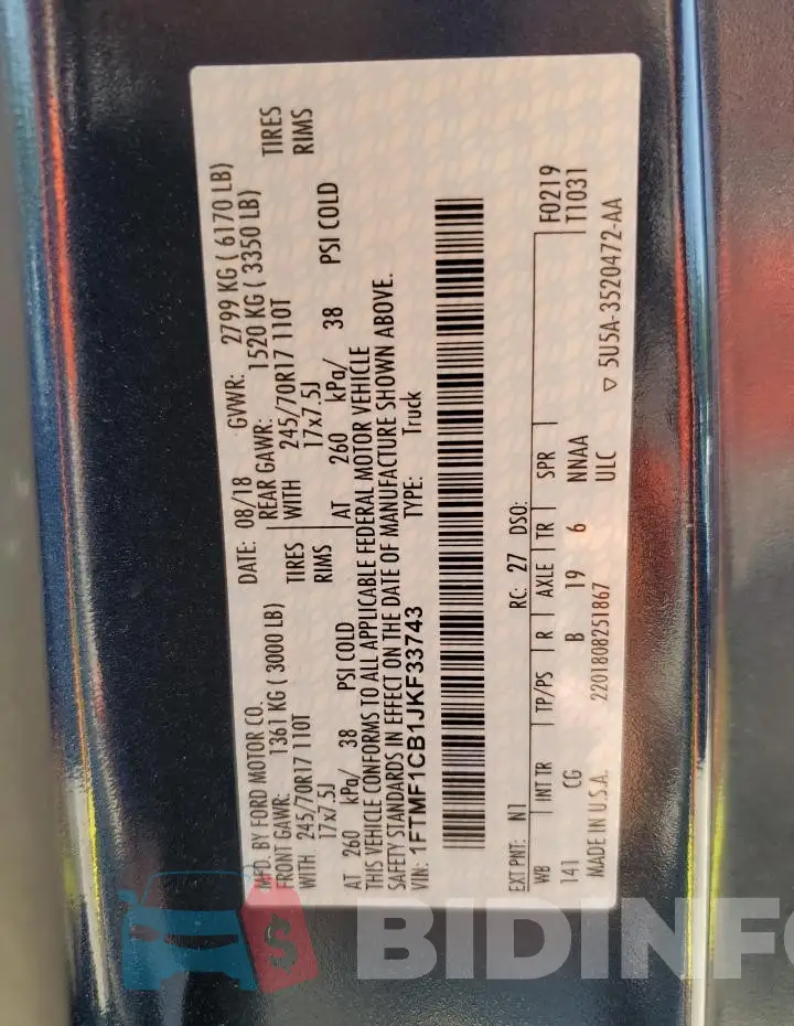 1FTMF1CB1JKF33743 Photo# 13