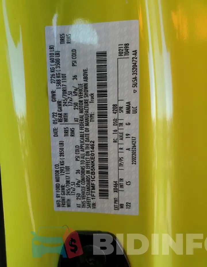 1FTMF1CB5NKE01462 Photo# 12