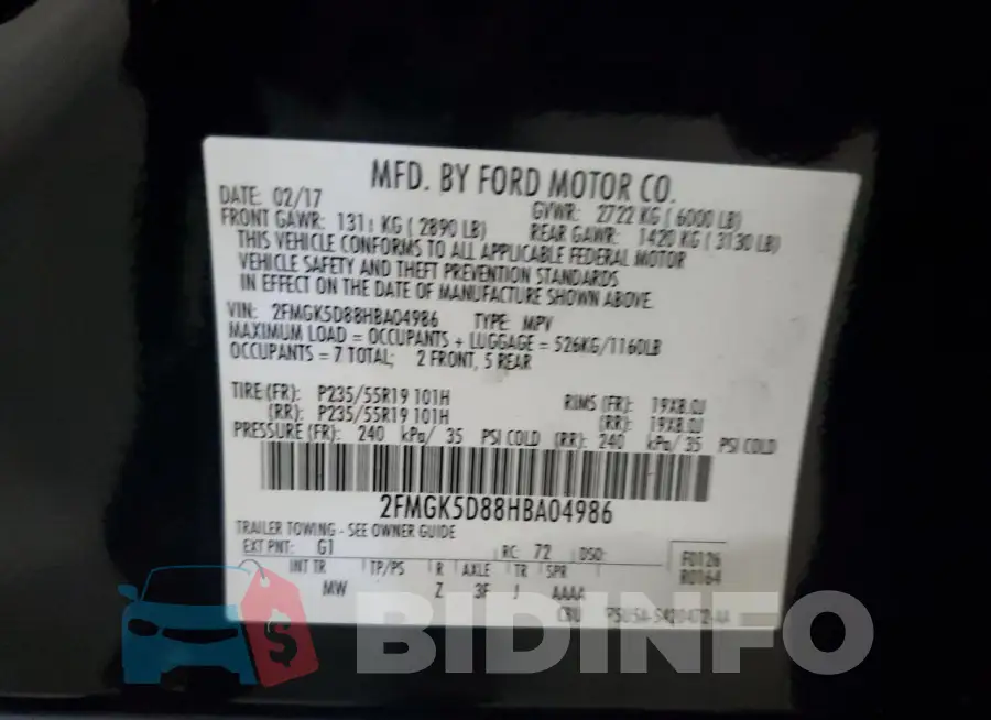 2FMGK5D88HBA04986 Photo# 13