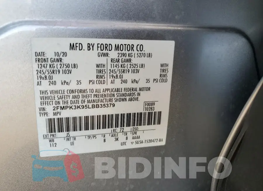 2FMPK3K95LBB35379 Photo# 13