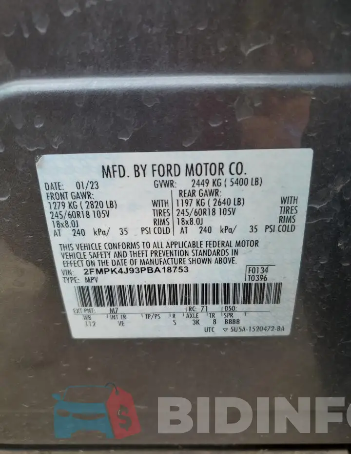 2FMPK4J93PBA18753 Photo# 12