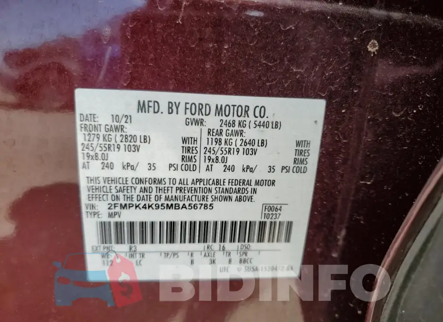 2FMPK4K95MBA56785 Photo# 13