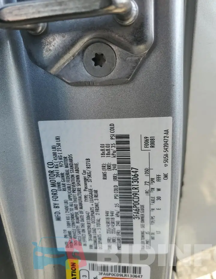 3FA6P0CD9LR130647 Photo# 12