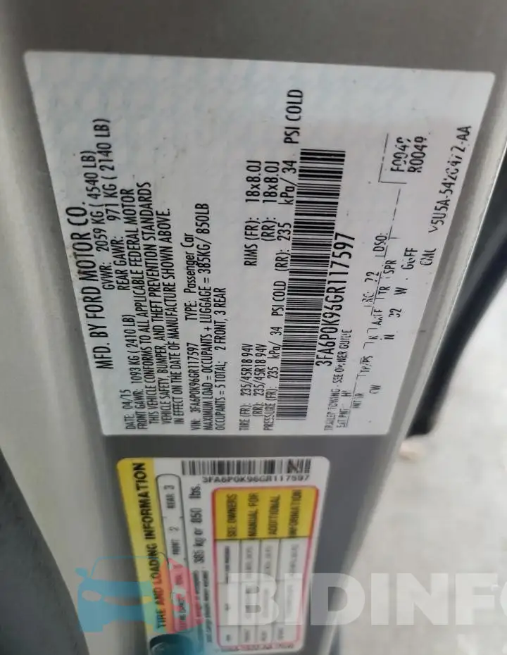 3FA6P0K96GR117597 Photo# 12