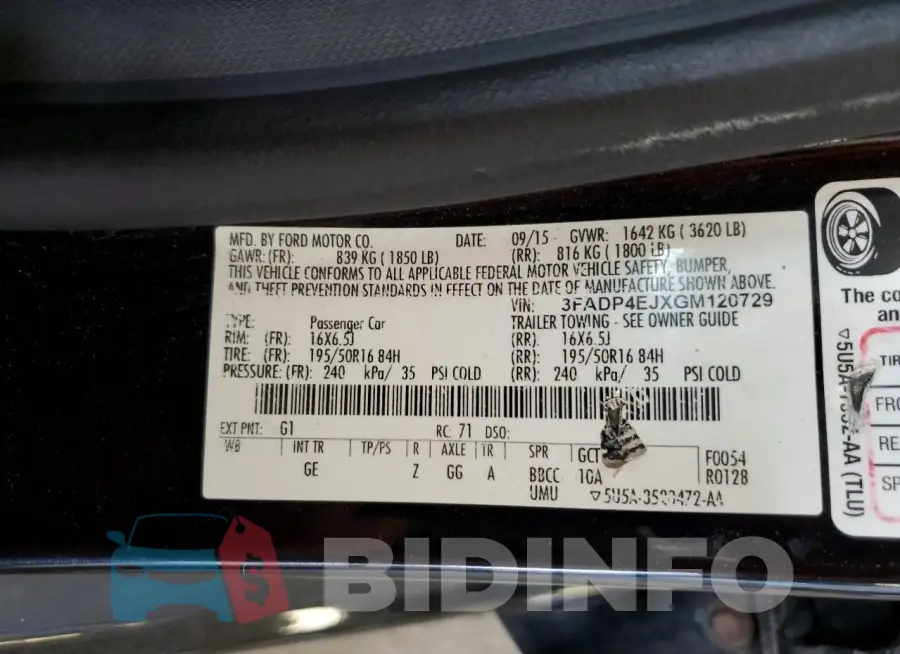 3FADP4EJXGM120729 Photo# 13