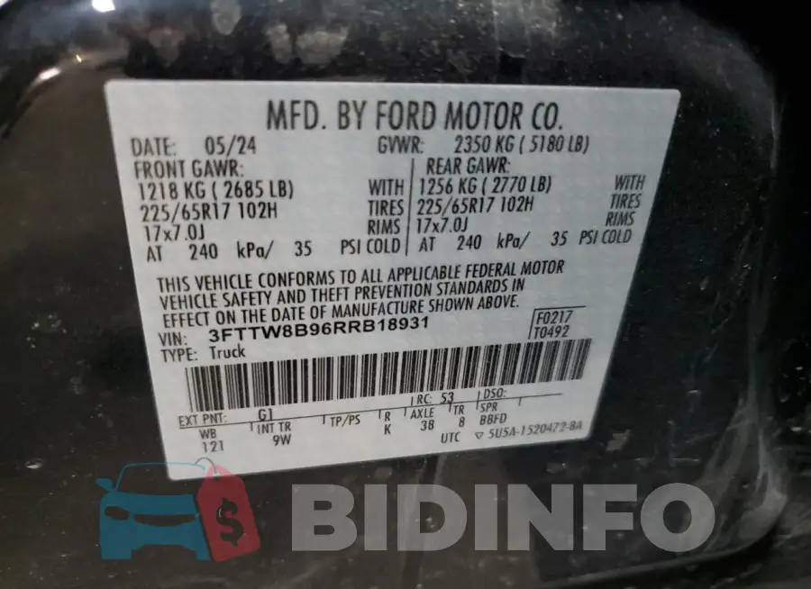3FTTW8B96RRB18931 Photo# 13