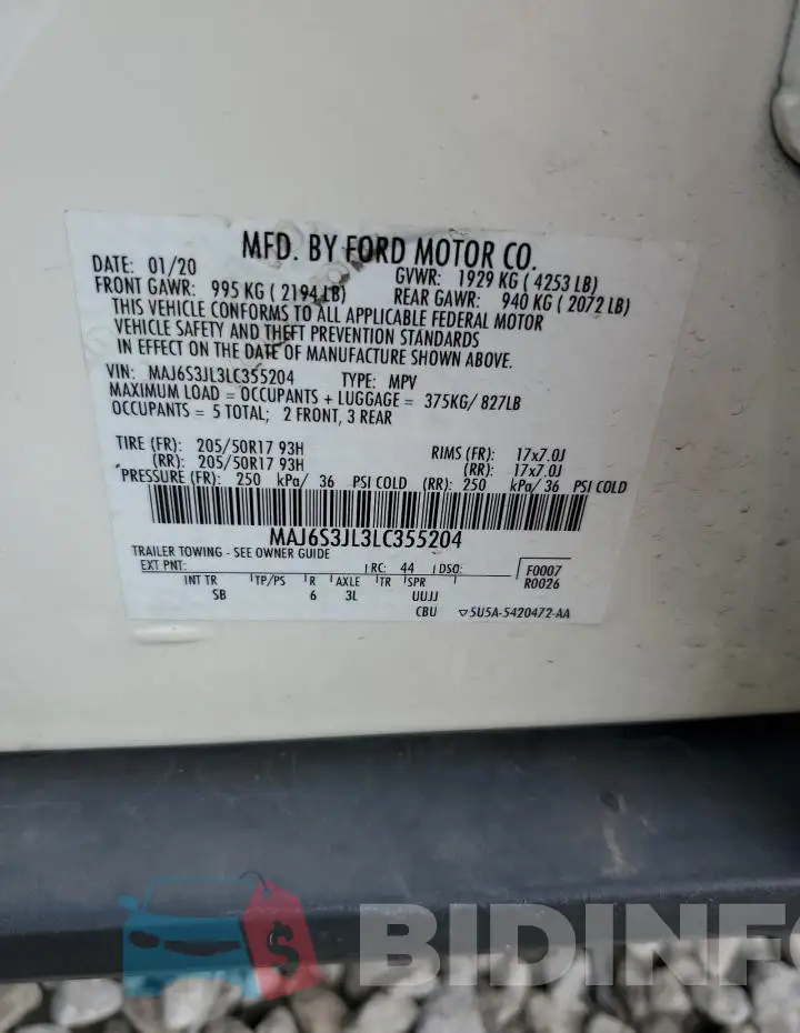 MAJ6S3JL3LC355204 Photo# 13