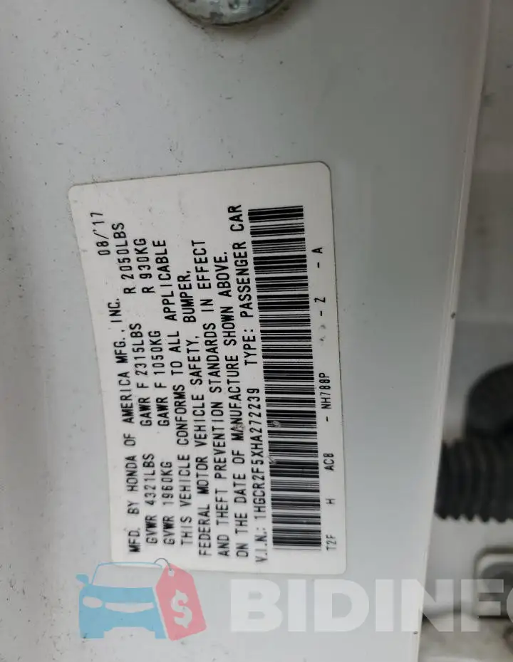 1HGCR2F5XHA272239 Photo# 13