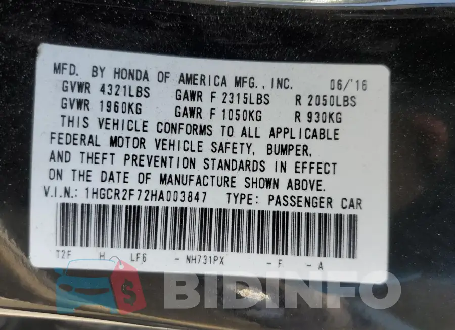 1HGCR2F72HA003847 Photo# 12