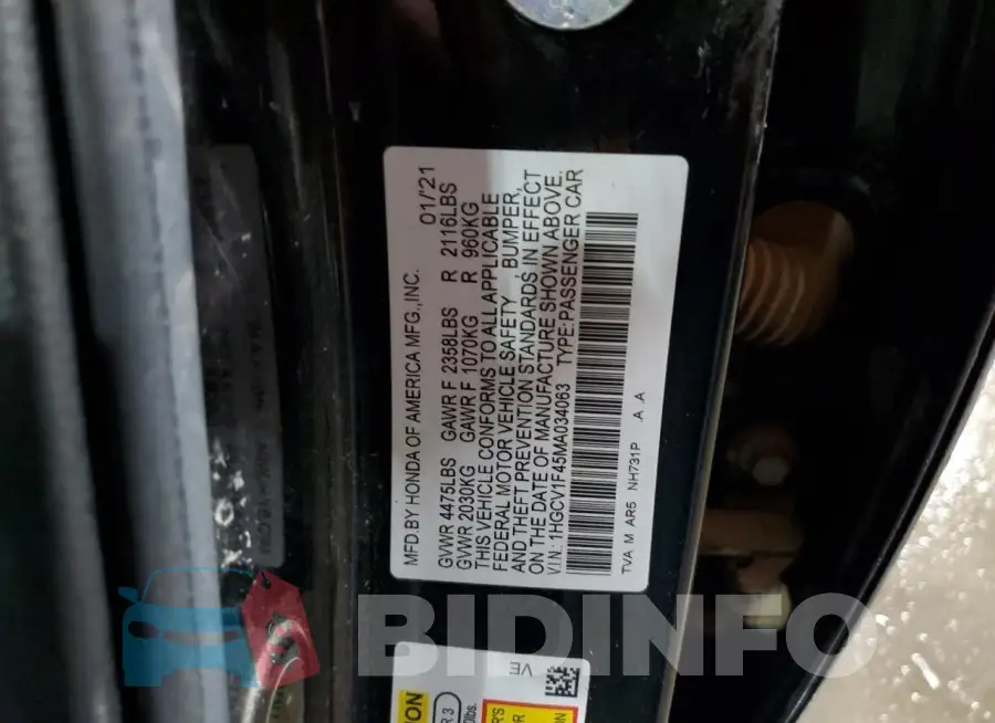 1HGCV1F45MA034063 Photo# 12