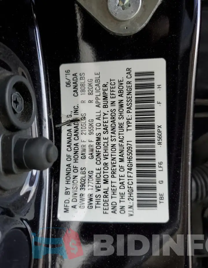 2HGFC1F74GH650971 Photo# 12