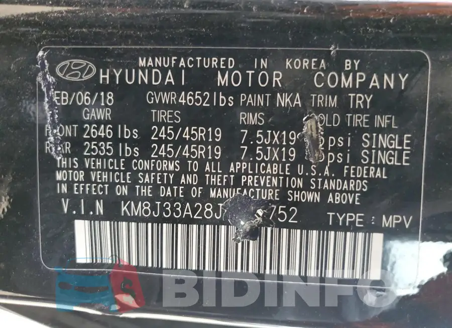 KM8J33A28JU684752 Photo# 12