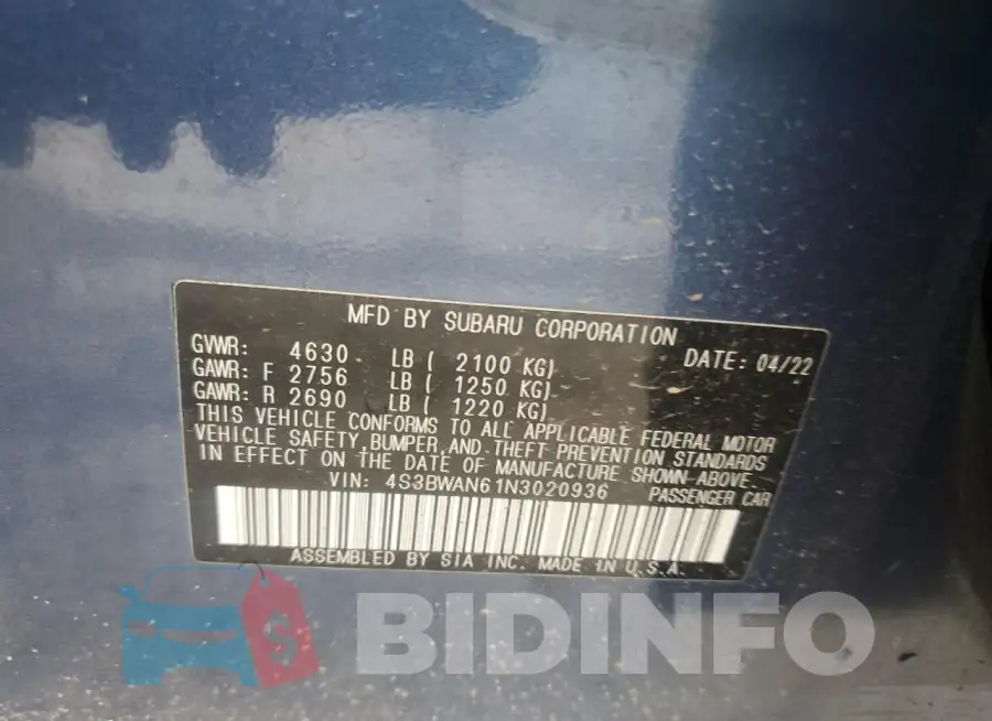 4S3BWAN61N3020936 Photo# 12