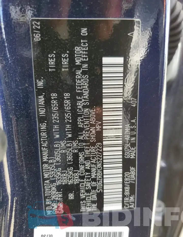 5TDGZRBH3NS227229 Photo# 14