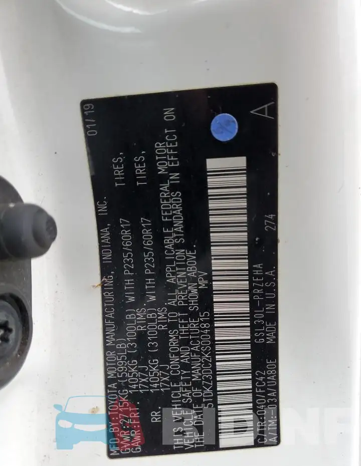 5TDKZ3DC2KS004815 Photo# 13