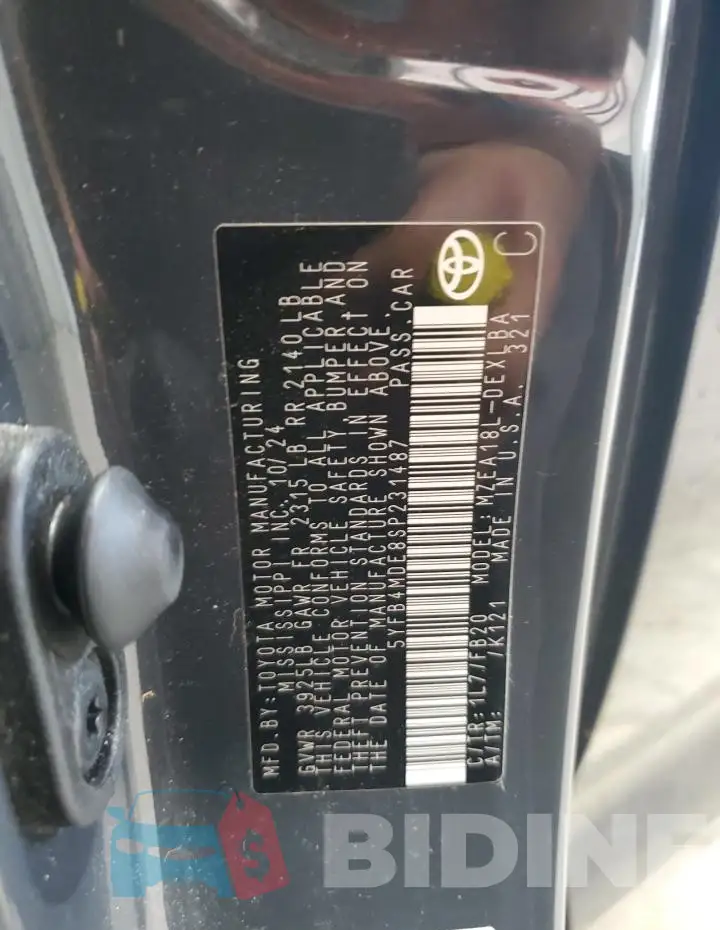 5YFB4MDE8SP231487 Photo# 12