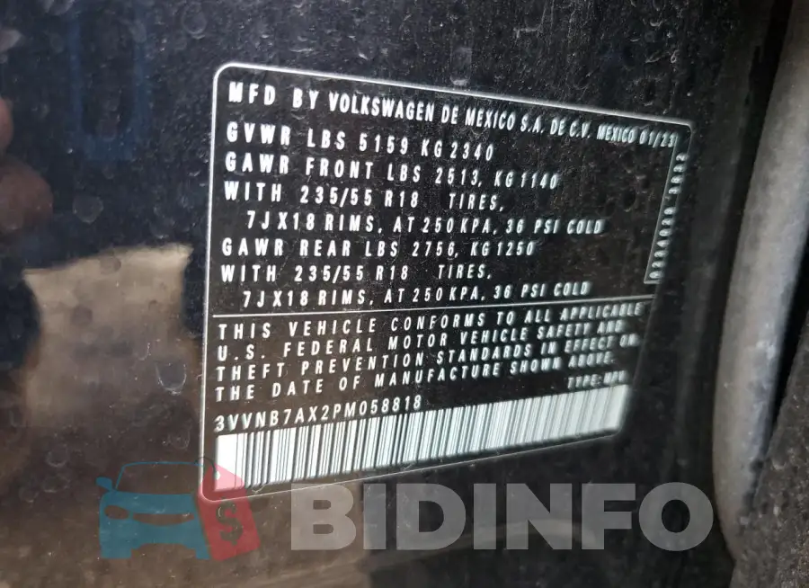 3VVNB7AX2PM058818 Photo# 13