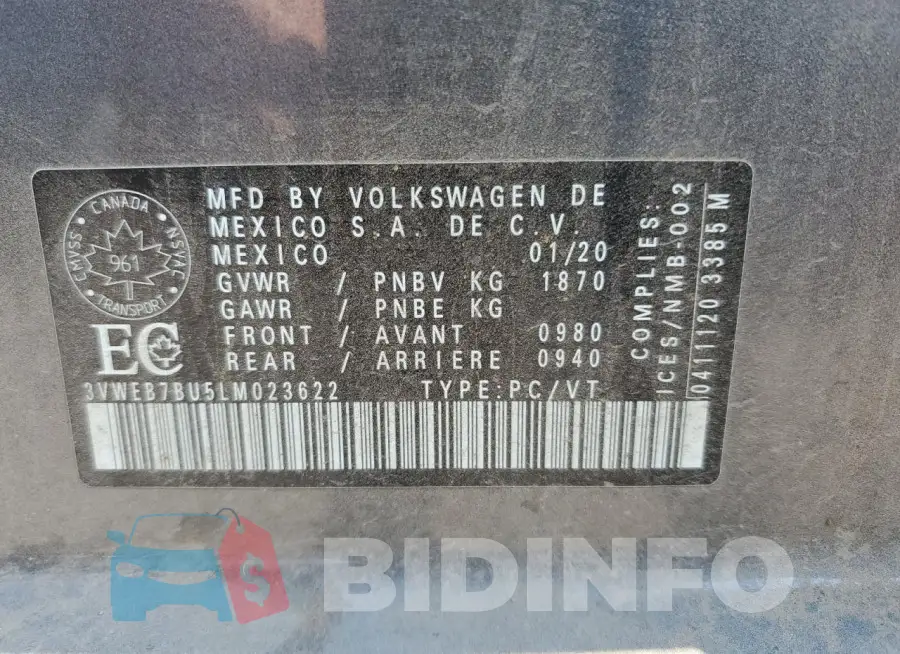 3VWEB7BU5LM023622 Photo# 13