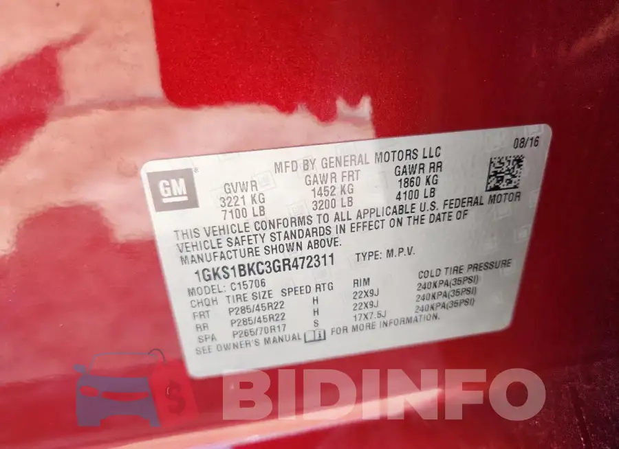 1GKS1BKC3GR472311 Photo# 13