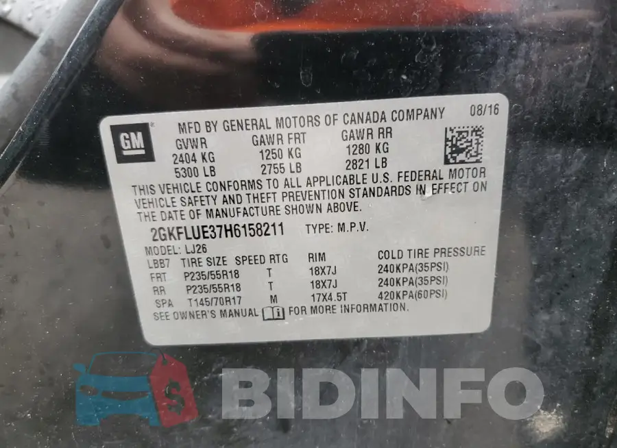 2GKFLUE37H6158211 Photo# 13
