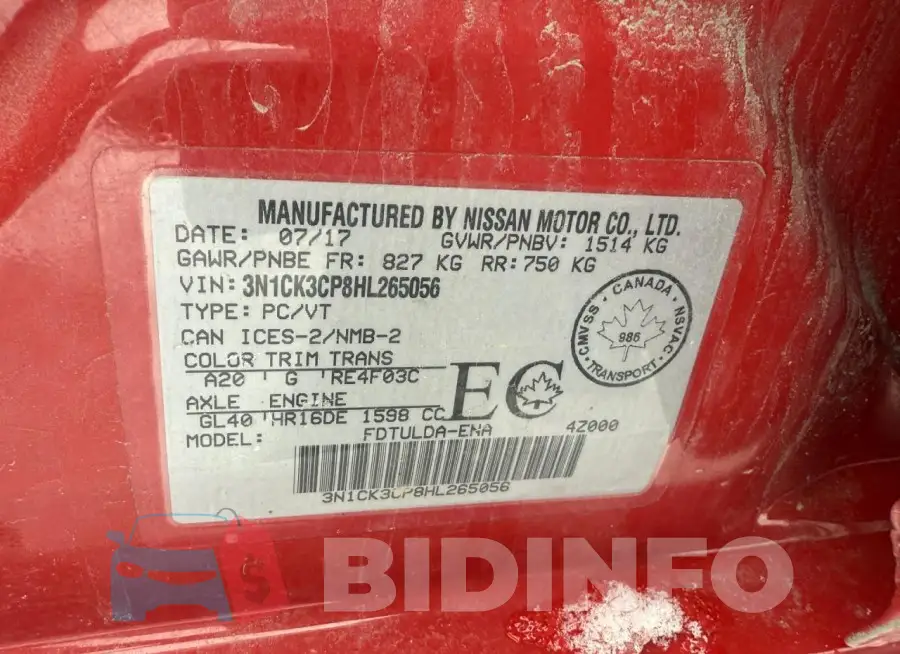 3N1CK3CP8HL265056 Photo# 12