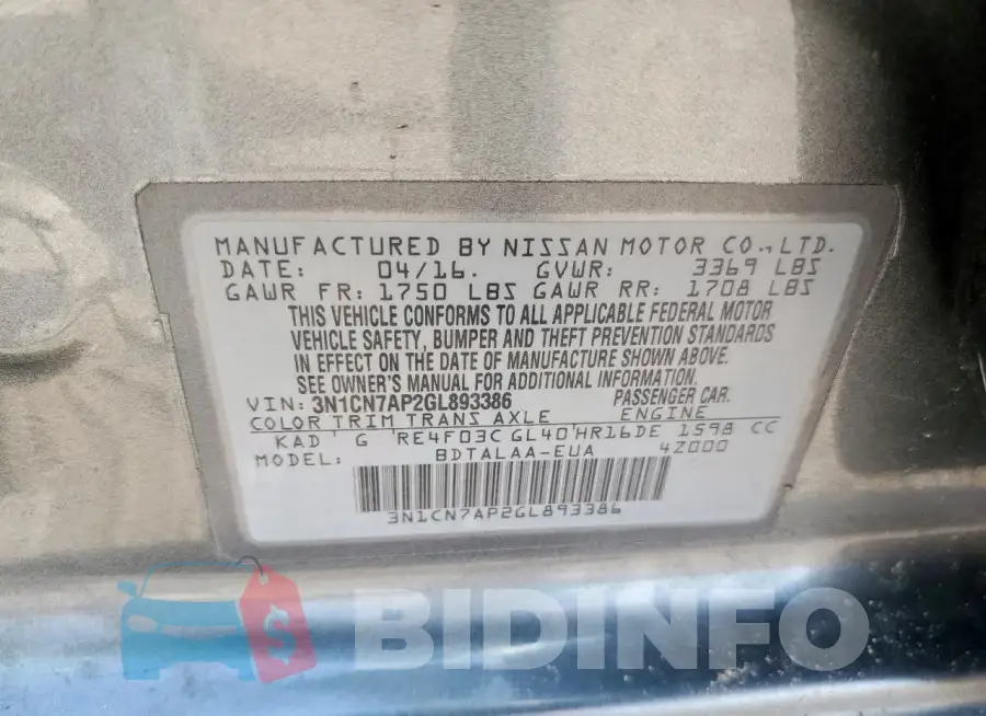 3N1CN7AP2GL893386 Photo# 13