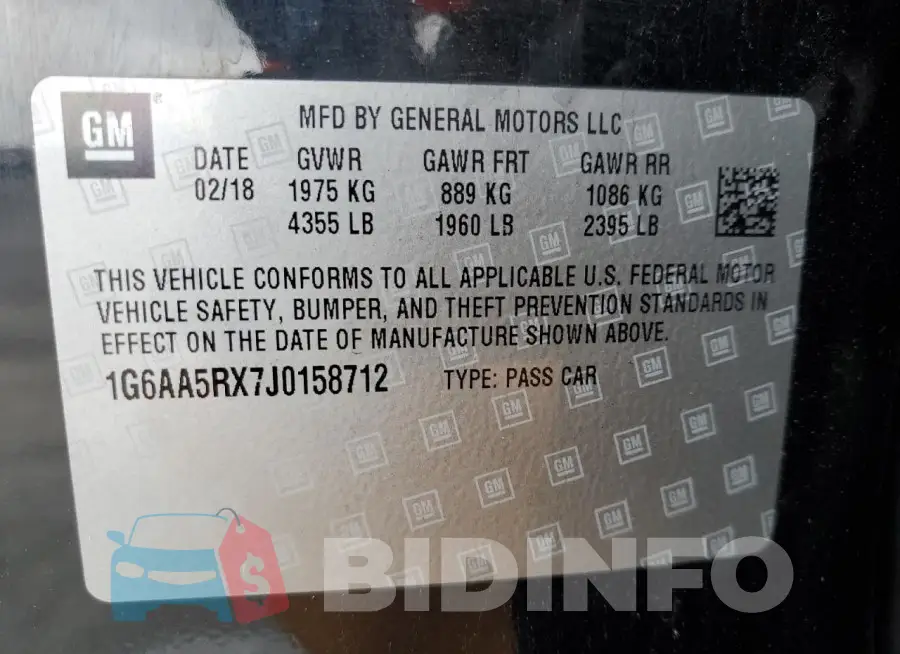 1G6AA5RX7J0158712 Photo# 12