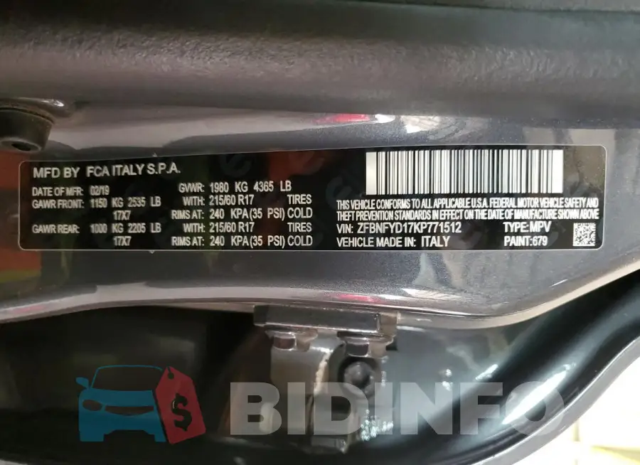 ZFBNFYD17KP771512 Photo# 12