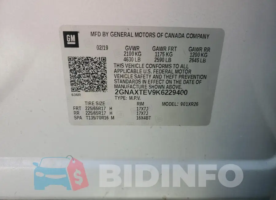 2GNAXTEV9K6229400 Photo# 13
