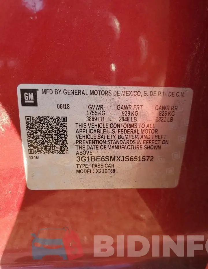 3G1BE6SMXJS651572 Photo# 12