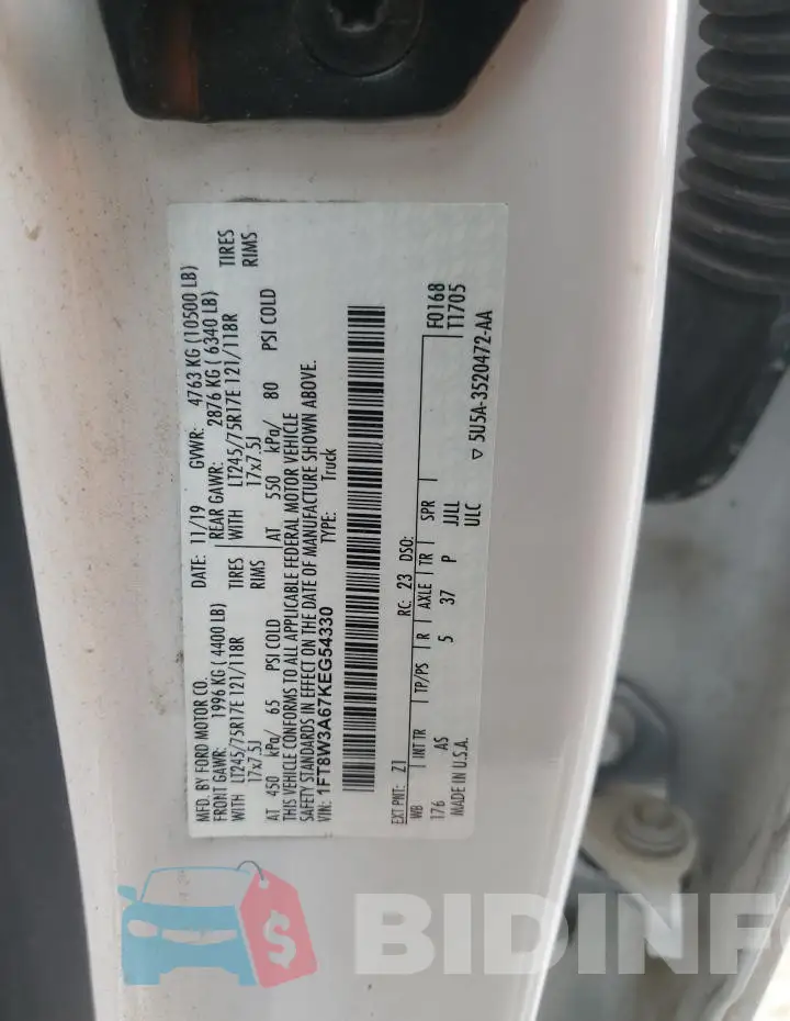 1FT8W3A67KEG54330 Photo# 12