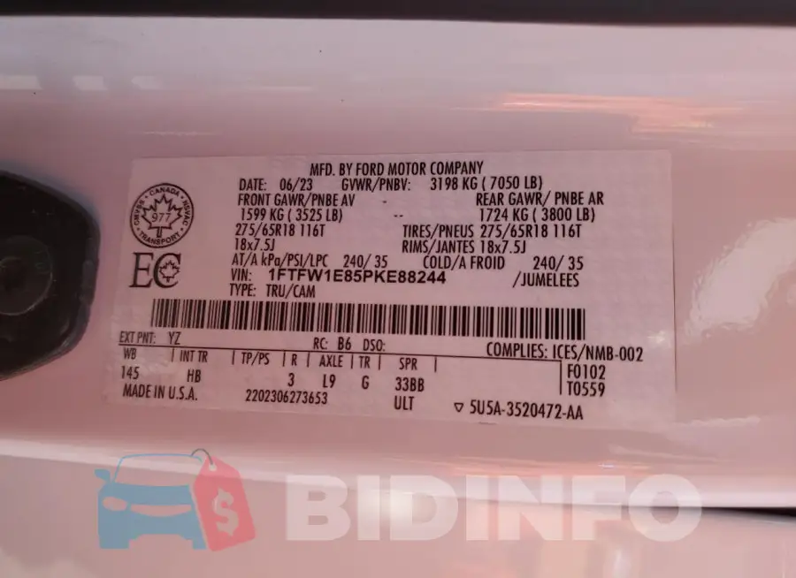 1FTFW1E85PKE88244 Photo# 13