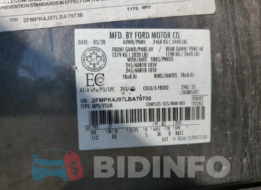 2FMPK4J97LBA79730 Photo# 13