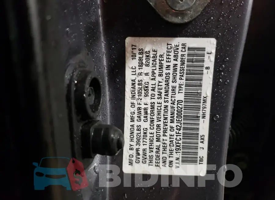 19XFC1F42JE000270 Photo# 13