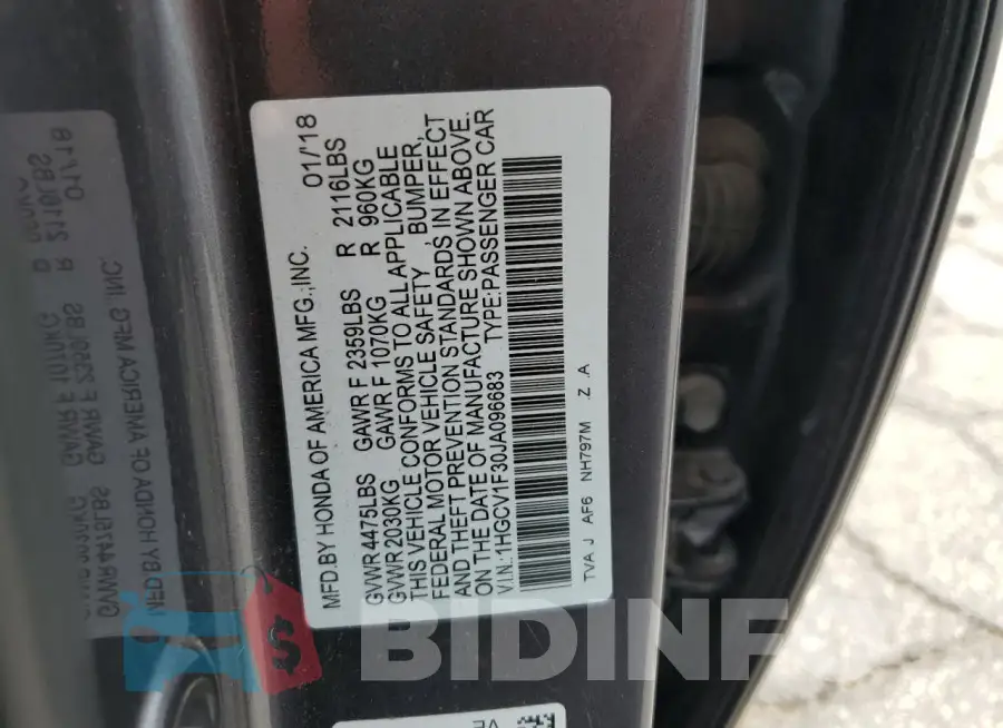 1HGCV1F30JA096683 Photo# 12
