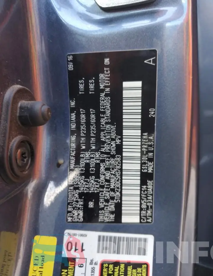 5TDKZ3DC5HS782583 Photo# 13