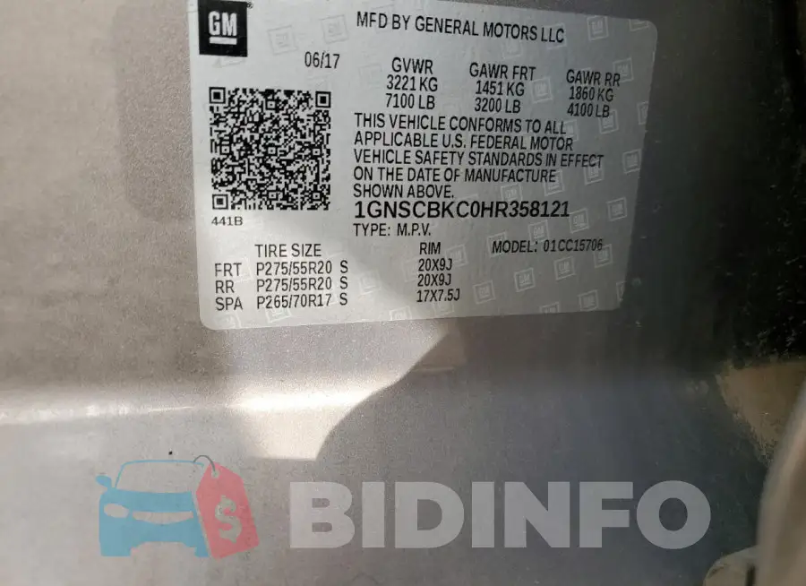 1GNSCBKC0HR358121 Photo# 13