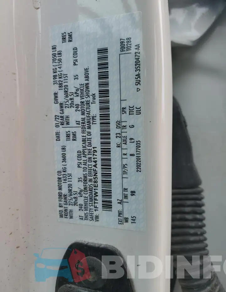 1FTFW1E85NFA41791 Photo# 12