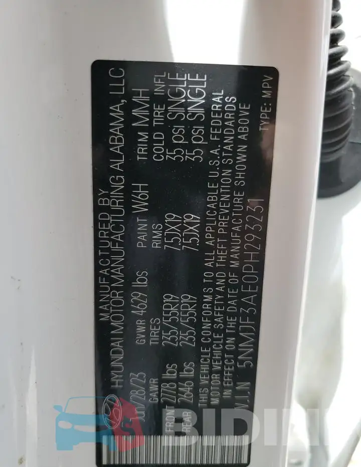 5NMJF3AE0PH293231 Photo# 14